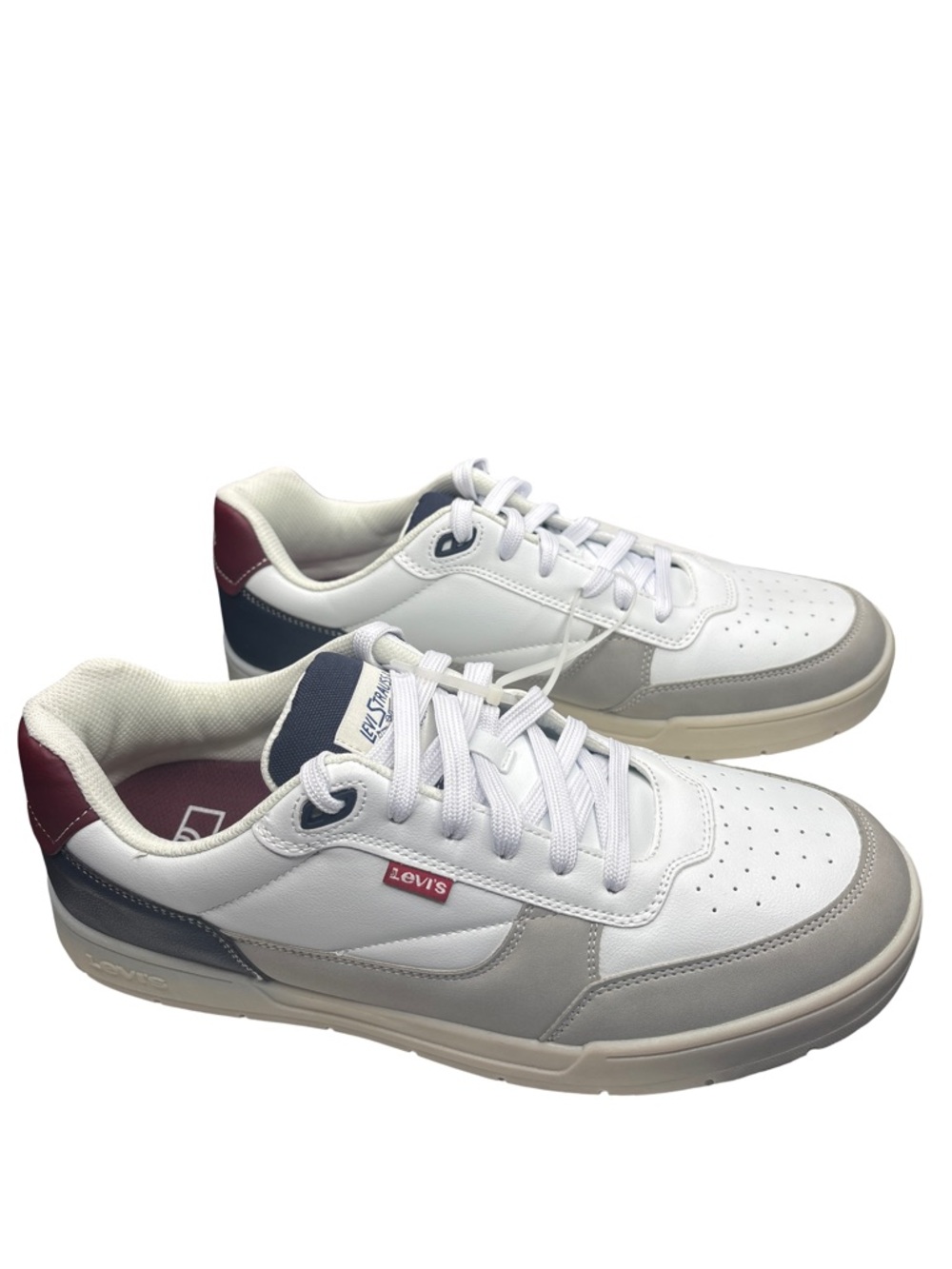 Levi's Men's White Gray Low-Top Sneakers Lace-Up Size 12 NET - Picture 4 of 10